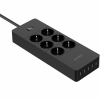 Phonesmart USB stekkerdoos met zes stopcontacten en vijf USB-laadpoorten - Zwart